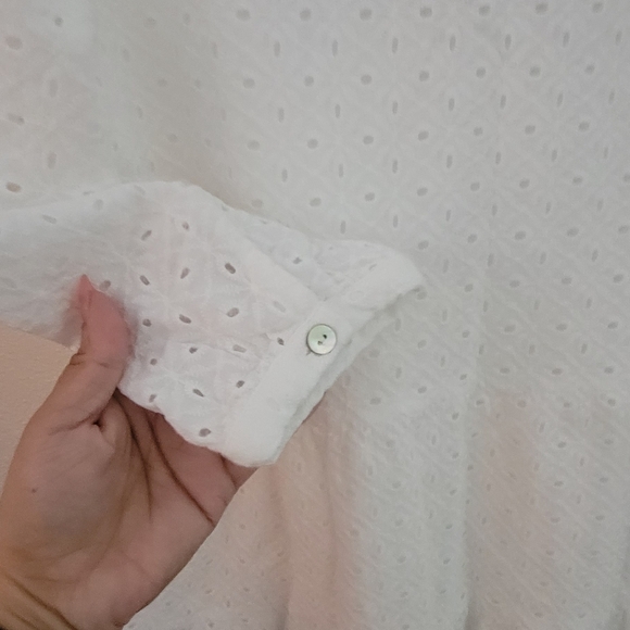 Harper Wren Boho Eyelet Smock Brachie Withe Dress size Medium. - Picture 11 of 16